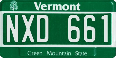 VT license plate NXD661