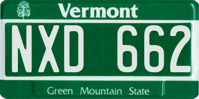 VT license plate NXD662