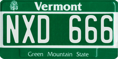 VT license plate NXD666