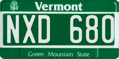VT license plate NXD680