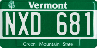 VT license plate NXD681