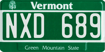 VT license plate NXD689