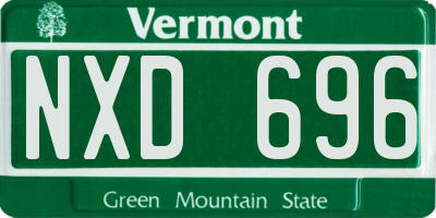 VT license plate NXD696