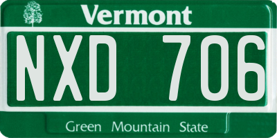 VT license plate NXD706