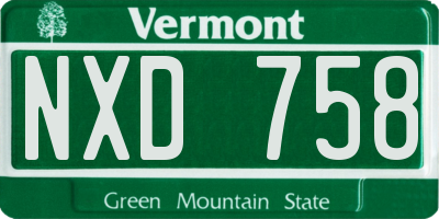 VT license plate NXD758
