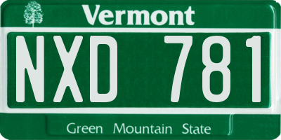 VT license plate NXD781