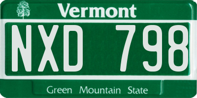 VT license plate NXD798