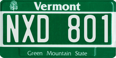 VT license plate NXD801