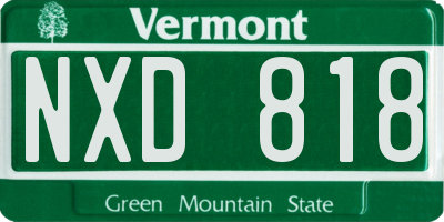 VT license plate NXD818