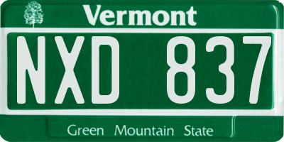 VT license plate NXD837