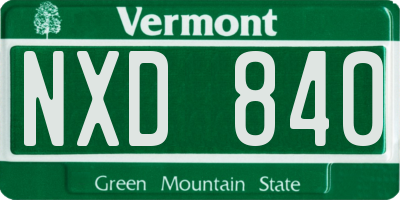 VT license plate NXD840