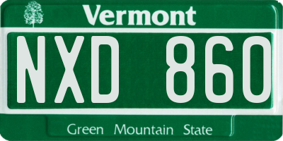 VT license plate NXD860