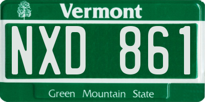 VT license plate NXD861