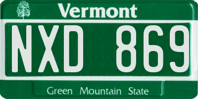 VT license plate NXD869