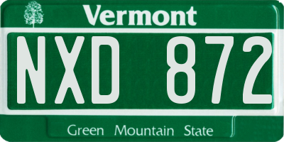 VT license plate NXD872