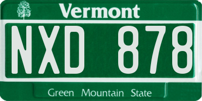 VT license plate NXD878