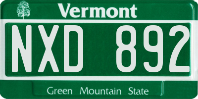 VT license plate NXD892