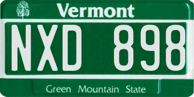 VT license plate NXD898