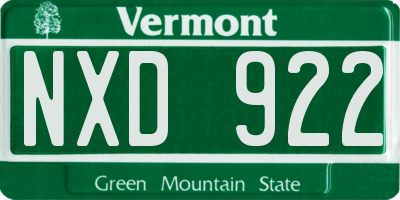 VT license plate NXD922