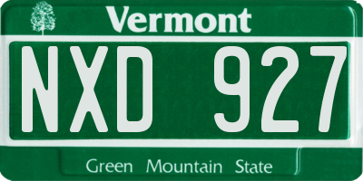 VT license plate NXD927