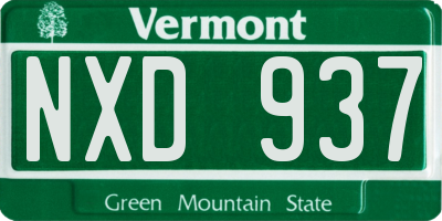 VT license plate NXD937