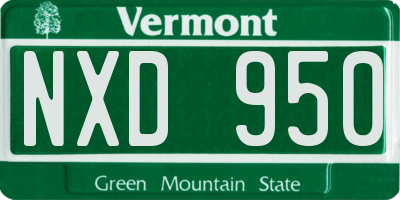 VT license plate NXD950