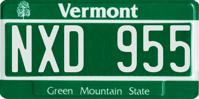 VT license plate NXD955