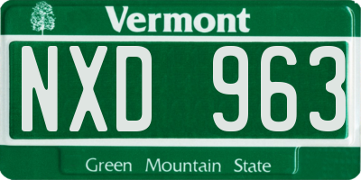VT license plate NXD963