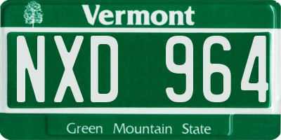 VT license plate NXD964