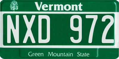 VT license plate NXD972