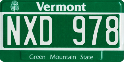 VT license plate NXD978