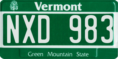 VT license plate NXD983