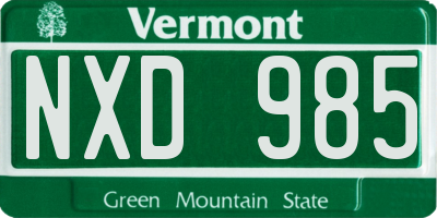 VT license plate NXD985