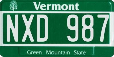 VT license plate NXD987