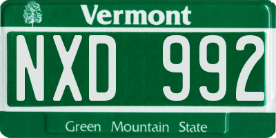 VT license plate NXD992