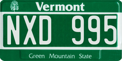 VT license plate NXD995