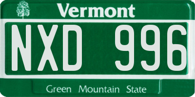 VT license plate NXD996