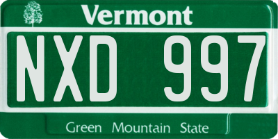 VT license plate NXD997