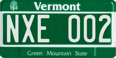 VT license plate NXE002