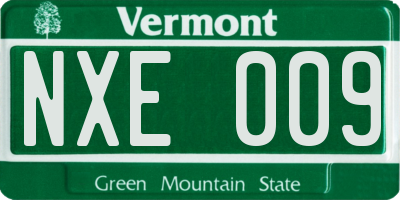 VT license plate NXE009