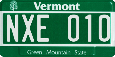 VT license plate NXE010