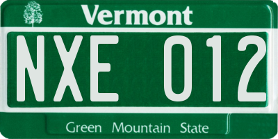 VT license plate NXE012