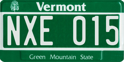 VT license plate NXE015