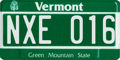 VT license plate NXE016