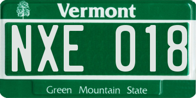 VT license plate NXE018