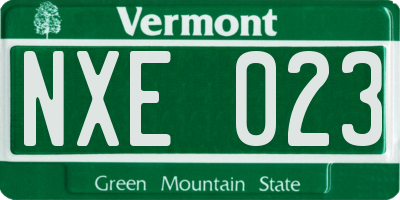 VT license plate NXE023