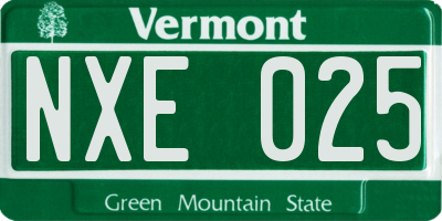 VT license plate NXE025