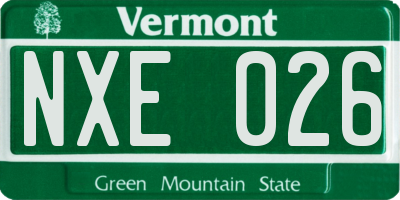 VT license plate NXE026