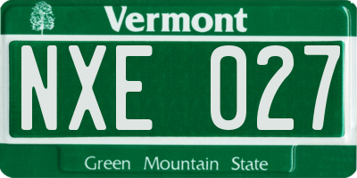 VT license plate NXE027