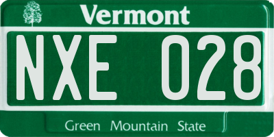 VT license plate NXE028